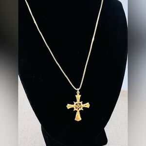 Sterling Silver Gold Vermeil Handbell Cross Necklace Pendant